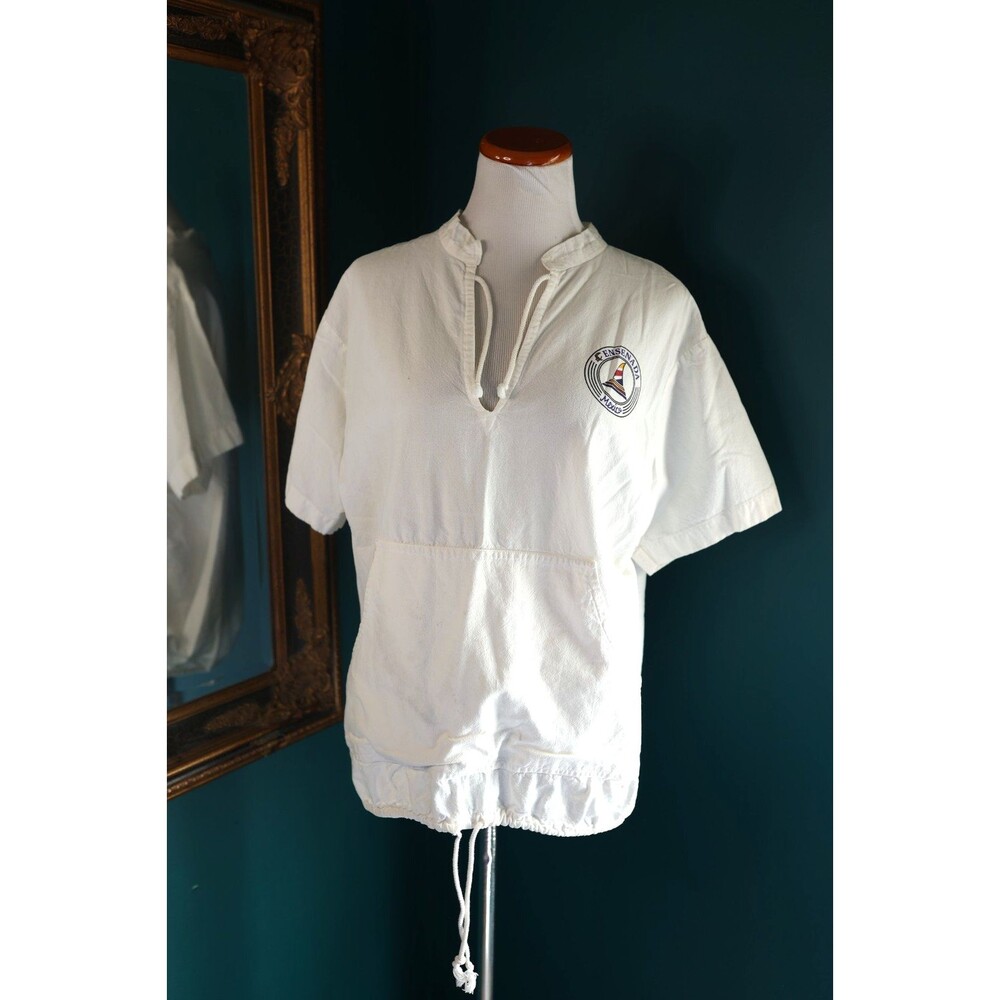 Vintage 80s Miro Ensenda Mexico Sailboat Shirt Mens Outdoors Preppy Pocket Large